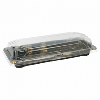 Barquette Sushi Box Noire Avec Couvercle - 22.2 X 9.5 X 4.5 Cm - Carton De 600 Unités - GelatoPro.fr