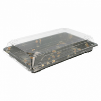 Barquette Sushi Box Noire Avec Couvercle - 24 X 15 X 4 Cm - Carton De 300 Unités - GelatoPro.fr