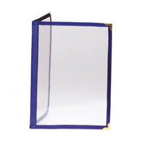 Protège Menu Format A4 Transparent Avec Bordure Bleu 4 Pages Visibles - GelatoPro.fr