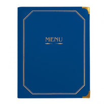 Protège Menu Au Format A4 Bleu En Simili Cuir - GelatoPro.fr