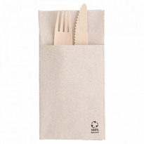 Serviette Kangourou 2 Plis 40X40Cm Beige Feel Green - Carton De 1000 Unités - GelatoPro.fr