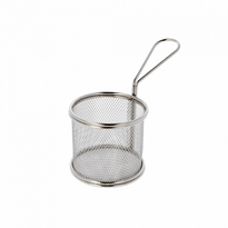 Mini Friteuse Ronde Inox De Présentation Pour Frites Ou Autres - Diam 9X8.5 (H)Cm - Pack De 6 - GelatoPro.fr