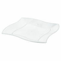 Assiette Dégustation Carrée Irrégulière Transparente  - 18Cm - Pack De 150 Unités - GelatoPro.fr