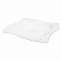 Assiette Dégustation Carrée Irrégulière Transparente  - 22.5Cm - Pack De 150 Unités - GelatoPro.fr