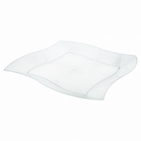 Assiette Dégustation Carrée Irrégulière Transparente  - 25.5Cm - Pack De 150 Unités - GelatoPro.fr