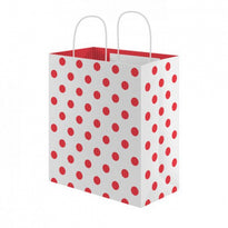 Sac Papier Avec Anse 26+14X32Cm Motif Pois Rouge -  Kraft Vergé 80G/M2- Carton De 250 - GelatoPro.fr