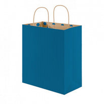 Sac Papier Avec Anse 26+14X32Cm - Bleu-  Kraft Vergé 80G/M2 - Carton De 250 - GelatoPro.fr