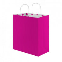 Sac Papier Avec Anse 26+14X32Cm - Fushia -  Kraft Vergé80G/M2 - Carton De 250 - GelatoPro.fr