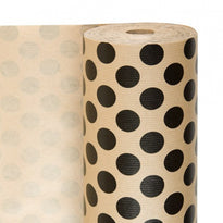 Rouleau Papier Emballage 0.7X100M Motifs Pois Noir - Kraft 60G/M2 - GelatoPro.fr
