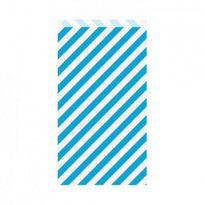 Sachet Plat 19+8X35Cm - Hachuré Turquoise - Cellulose 60G/M2-  Pack De 250 - GelatoPro.fr