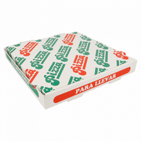 Boite À Pizza Blanche Impression Motifs Pizza 26 X 26 X 3.5 Cm - Pack De 100 Unités - GelatoPro.fr