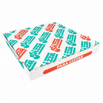 Boite À Pizza Blanche Impression Motifs Pizza 29 X 29 X 3.5 Cm - Pack De 100 Unités - GelatoPro.fr