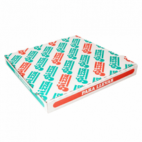 Boite À Pizza Blanche Impression Motifs Pizza 33 X 33 X 3.5 Cm - Pack De 100 Unités - GelatoPro.fr