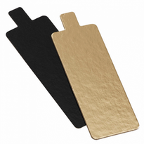 Support À Pâtisserie Rectangulaire Double Face Or Et Noir 4.5 X 13 Cm - Pack De 250 Unités - GelatoPro.fr