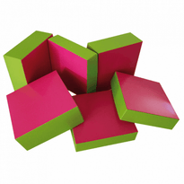 Boîte Pâtissière Anis Et Fuchsia 16X16X8(H) Cm - Pack De 50 Unités - GelatoPro.fr
