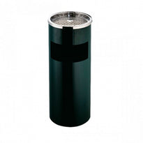 Corbeille Cylindrique Avec Cendrier - Acier - Noir - GelatoPro.fr