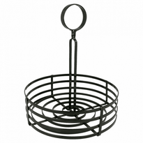 Panier À Condiments En Fer Forgé Noir Avec Anse - Diam 20 Cm - GelatoPro.fr