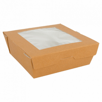 Boîte Salade En Carton Recyclé Avec Fenêtre 12.5X12.5X5Cm - Pack De 300 Unités - GelatoPro.fr