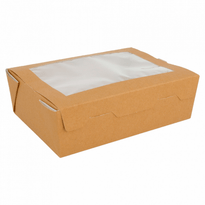 Boîte Salade En Carton Recyclé Avec Fenêtre 12X17X5.5Cm - Carton De 200 Unités - GelatoPro.fr