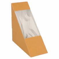 Boîte Triangulaire Pour Sandwich En Carton Recyclé Avec Fenêtre 12.4X12.4X5.5Cm - Carton De 500 Unités - GelatoPro.fr