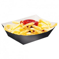 Barquette À Frites En Carton Série Noir 1440G 13.7X8.5X6.5Cm - Pack De 100 Unités - GelatoPro.fr