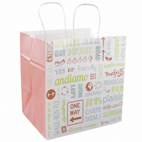 Sac Traiteur Poignée Ficelle 26 + 20 X 27 Cm Parole Kraft - Carton De 250 Unités - GelatoPro.fr
