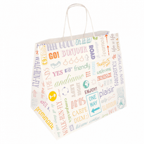 Sac Traiteur Poignée Ficelle 32 + 21 X 28,5 Cm Parole Kraft - Carton De 250 Unités - GelatoPro.fr