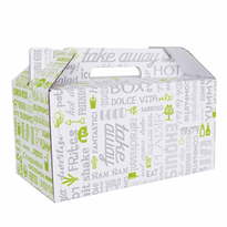 Boite Pique-Nique Vente À Emporter En Carton Parole 24.5 X 13.5 X 12 Cm - Pack De 100 Unités - GelatoPro.fr