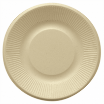 Assiette En Cellulose Naturelle Fibre De Canne À Sucre -Naturel - 21 Cm - Carton De 1000 Unités - GelatoPro.fr