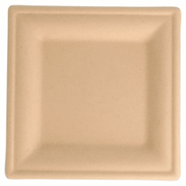 Assiette Carré En Cellulose Naturelle Fibre De Canne À Sucre  -Naturel - 16X16 Cm - Carton De 1000 Unités - GelatoPro.fr