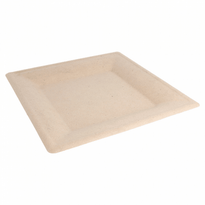 Assiette Carré En Cellulose Naturelle Fibre De Canne À Sucre  -Naturel - 26.2X26.2 Cm - Carton De 500 Unités - GelatoPro.fr