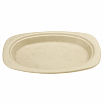 Assiette Ovale En Cellulose Naturelle Fibre De Canne À Sucre  -Naturel - 23.5X16.5 Cm - Carton De 800 Unités - GelatoPro.fr