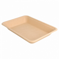 Assiette Rectangulaire Creuse En Cellulose Naturelle Fibre De Canne À Sucre  -Naturel - 19.6X14.7Cm - Carton De 1000 Unités - GelatoPro.fr