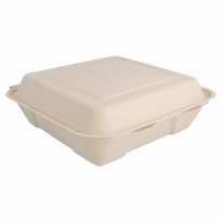 Coque 1 Compartiment En Cellulose Naturelle Fibre De Canne À Sucre  -Naturel - 22.5X22.5 Cm- Carton De 200 Unités - GelatoPro.fr