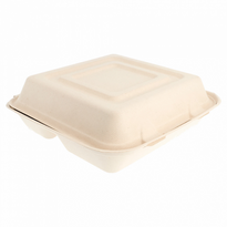 Coque 3 Compartiments En Cellulose Naturelle Fibre De Canne À Sucre  -Naturel - 25X25 Cm- Carton De 250 Unités - GelatoPro.fr