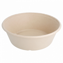 Saladier Rond Avec Rebord En Cellulose Naturelle Fibre De Canne À Sucre  -Naturel - 19.5 Cm - Carton De 200 Unités - GelatoPro.fr