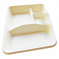 Plateau Repas 4 Compartiments En Cellulose Naturelle Fibre De Canne À Sucre  -Blanc - 23.4X17.2 Cm- Carton De 400 Unités - GelatoPro.fr