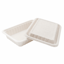 Boîte Repas À Emporter Avec Couvercle En Cellulose Naturelle Fibre De Canne À Sucre  -Blanc - 22.5X15 Cm- Carton De 500 Unités - GelatoPro.fr
