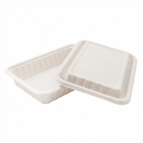 Boîte Repas À Emporter Avec Couvercle En Cellulose Naturelle Fibre De Canne À Sucre  -Naturel - 22.5X15 Cm- Carton De 500 Unités -