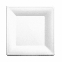 Assiette Carré En Cellulose Naturelle Fibre De Canne À Sucre  - Blanc - 20X20 Cm - Carton De 500 Unités - GelatoPro.fr