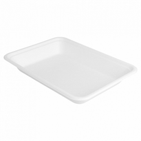 Assiette Rectangulaire Creuse En Cellulose Naturelle Fibre De Canne À Sucre  - Blanc - 19.6X14.7Cm - Carton De 1000 Unités - GelatoPro.fr