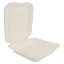 Coque 1 Compartiment En Cellulose Naturelle Fibre De Canne À Sucre  - Blanc - 20X20 Cm- Carton De 200 Unités - GelatoPro.fr