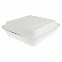 Coque 1 Compartiment En Cellulose Naturelle Fibre De Canne À Sucre  - Blanc - 22.5X22.5 Cm- Carton De 200 Unités - GelatoPro.fr