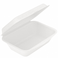 Coque 1 Compartiment En Cellulose Naturelle Fibre De Canne À Sucre  - Blanc - 13.6X18.2 Cm- Carton De 1000 Unités - GelatoPro.fr
