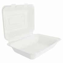 Coque 1 Compartiment En Cellulose Naturelle Fibre De Canne À Sucre  - Blanc - 16.5X22.5 Cm- Carton De 200 Unités - GelatoPro.fr