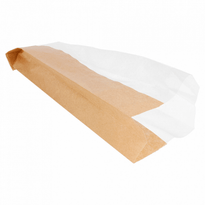 Sachet Kraft Avec Fenêtre Latérale Transparente 9+5.5X26 Cm  - Pack De 250 Unités - GelatoPro.fr