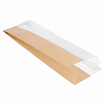 Sachet Kraft Avec Fenêtre Latérale Transparente 9+5.5X30 Cm  - Pack De 250 Unités - GelatoPro.fr
