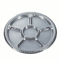 Assiette Argenté En Pet Avec 5 Compartiments 30.6 Cm - Pack De 10 Unités - GelatoPro.fr