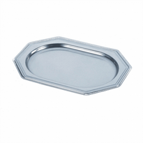 Plateau Argenté Octogonale Ovale En Pet 30.5X45.5 Cm - Pack De 5 Unités - GelatoPro.fr