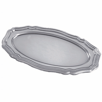 Plateau Argenté Ovale En Pet 31X58 Cm - Pack De 5 Unités - GelatoPro.fr